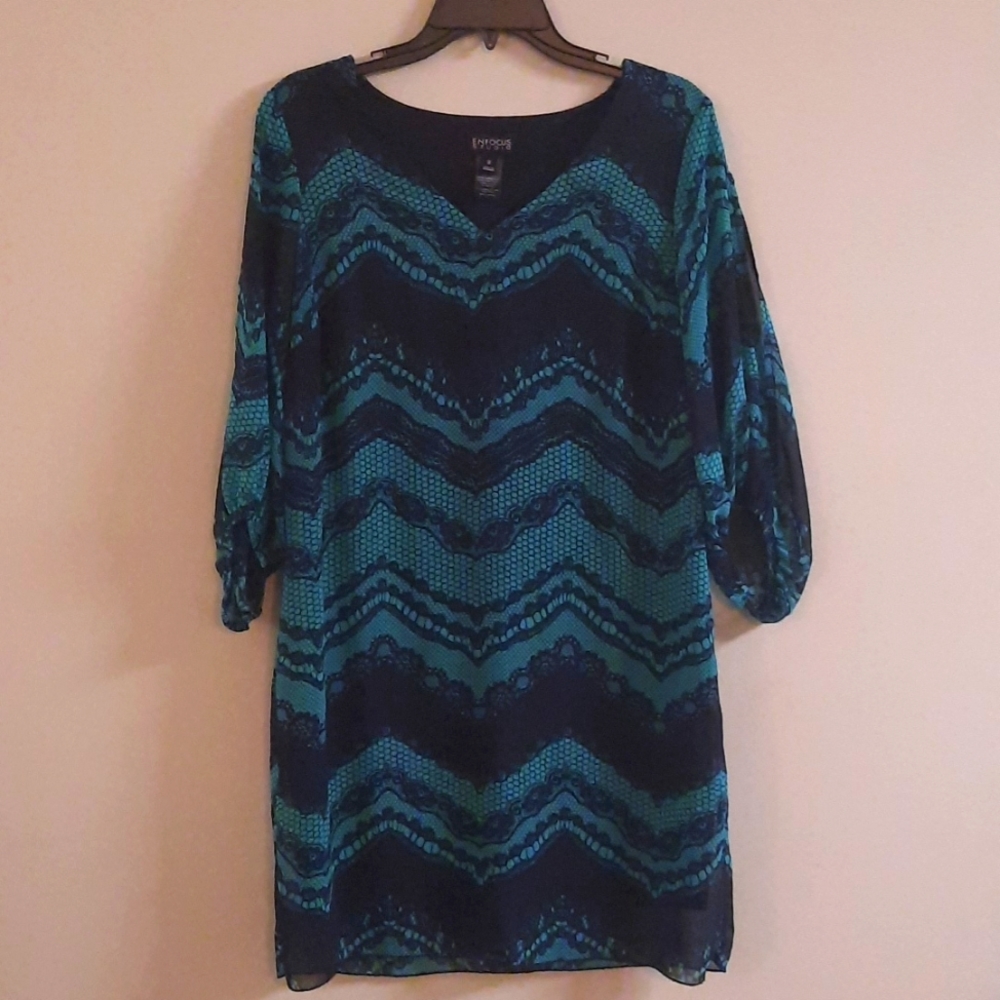 Navy blue & green relaxed fit dress